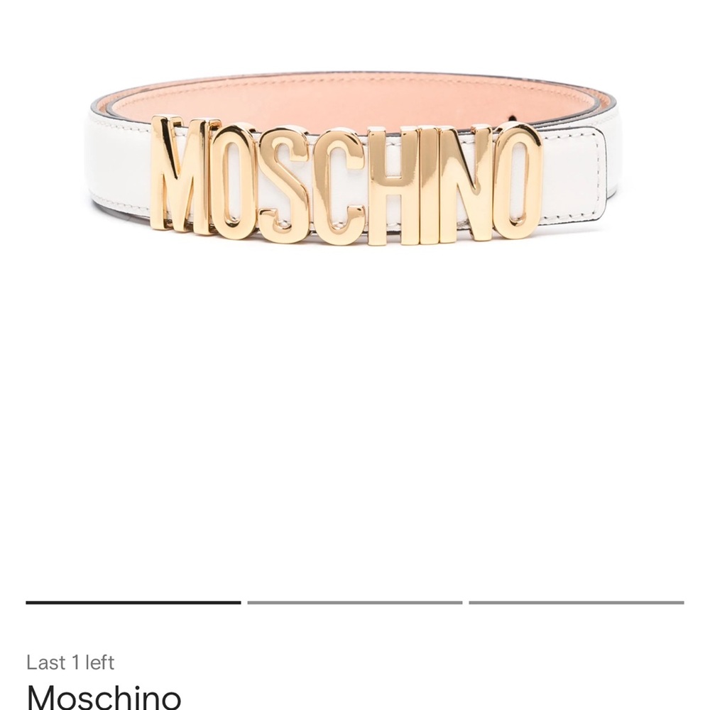 Moschino Gold Logo White Belt
